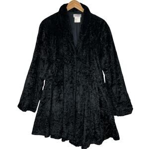 Olsen Collection Faux Fur Jacket Black Wool Blend US 4 Germany Elegant Vintage
